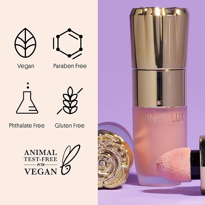 Winky Lux Cheeky Rose Liquid Highlighter - Gel Cream, Blendable & Buildable Pigment, Long Lasting Weightless Dewy Finish, Soft Pink, Angel