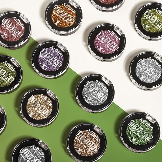 Green Glitter Eyeshadow, Highly Pigmented Lime Green Sparkle Metallic Eyeshadow Palette for Older Women, Long Lasting Light Pressed Powder Chrome Shimmer Eye Shadow for Daily, Party, St. Patrick's Day