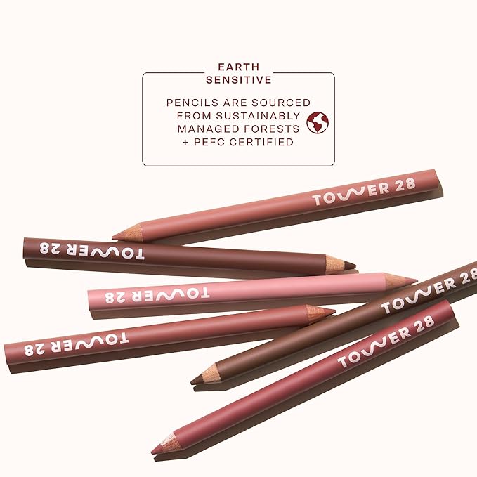 Tower 28 OneLiner - Multi-Use Creamy Lip Liner, Eyeliner & Face Makeup Pencil for Sensitive Skin - Hydrating, Vegan Formula with Shea Butter - Matte, Long-Lasting Finish - Chocolate Brown (1 Count)
