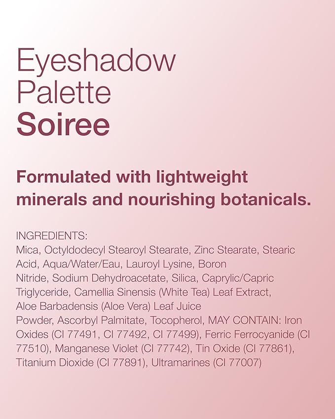 Mineral Fusion Eyeshadow Palette | Vegan Eye Makeup with Matte, Satin, and Shimmer Finishes | Natural, Lightweight Formula (Soiree)
