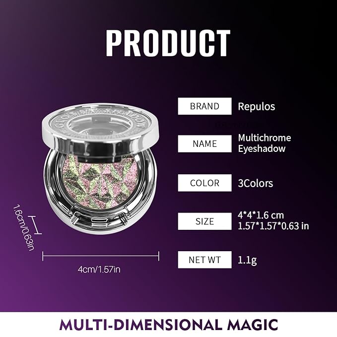 Duochrome Glitter Eyeshadow Shimmer Metallic,High-Pigment, Crème-Powder Eyeshadow Makeup for Holiday & Festive Looks, Vegan & Cruelty-Free#02