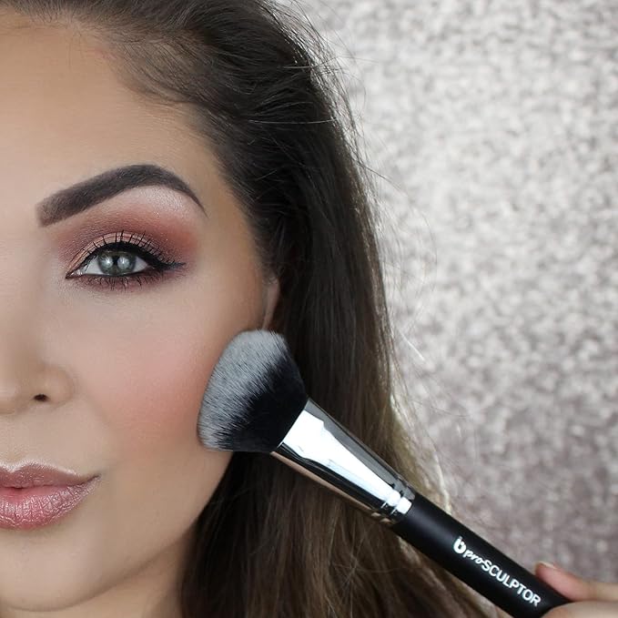 Contour Brush Bronzer Brush - Beauty Junkees Pro Sculptor Angled Makeup Brush, Cheek Hugging Soft Dome for Cheekbone Contouring, Sculpting, Blush, Cream, Powder, Liquid; Synthetic Vegan