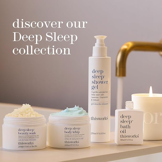 This Works Deep Sleep Beauty Bath Soak 200g - Luxury Bath Salts with Muscle Soothing Minerals Magnesium and Zinc, with Vitamin E for Brighter Skin