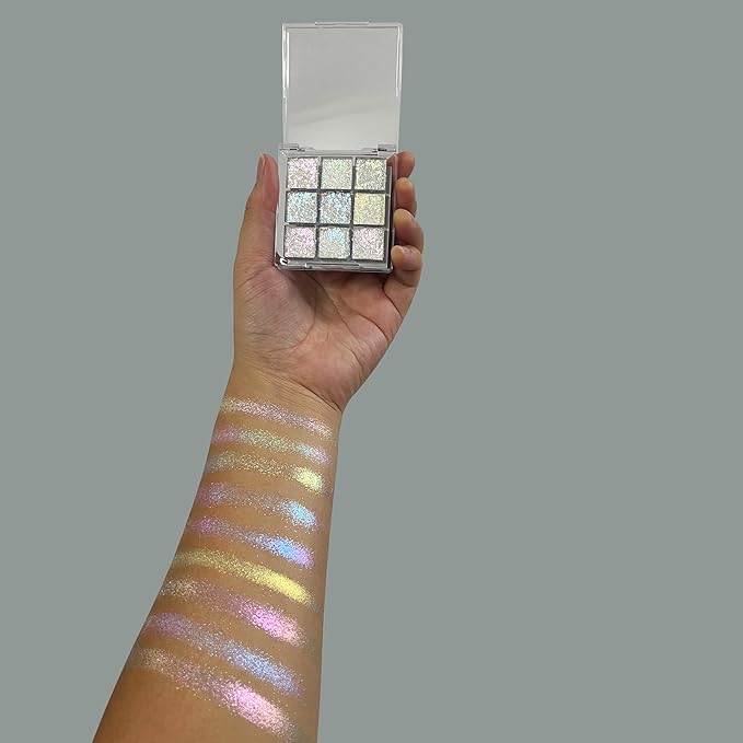 Professional super multi-chrome 9 color eyeshadow palette,long-lasting and handmade chameleon eyeshadow,100% Vegan and Cruelty Free with special colors,Super Smooth and Highly Pigmented (#02)