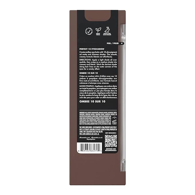 e.l.f. Perfect 10 Eyeshadow Palette, Ten Ultra-pigmented Nude Shades, Blendable Formula, Vegan & Cruelty-free, Everyday Smoky (Packaging May Vary)