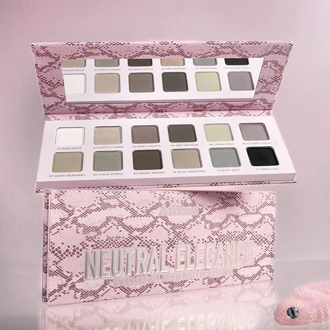 Matte Eyeshadow Palette, All Matte Cool-Toned Eye Shadows Pallet-Natural Soft Eye Makeup Compact Ultra-Pigmented Blendable Long Lasting Silkly Cream Texture Neutral Eyeshadow for Older Women