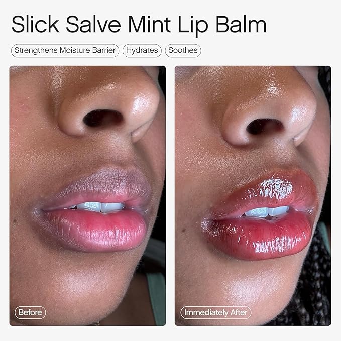 Topicals Slick Salve Mint Glossy Lip Balm | Soothes Discomfort, Strengthens Barrier & Provides Lasting Hydration & Relief | Vegan, Paraben-Free Formula w/Hyaluronic Acid (2 Pack, 0.5 Fl Oz Each)