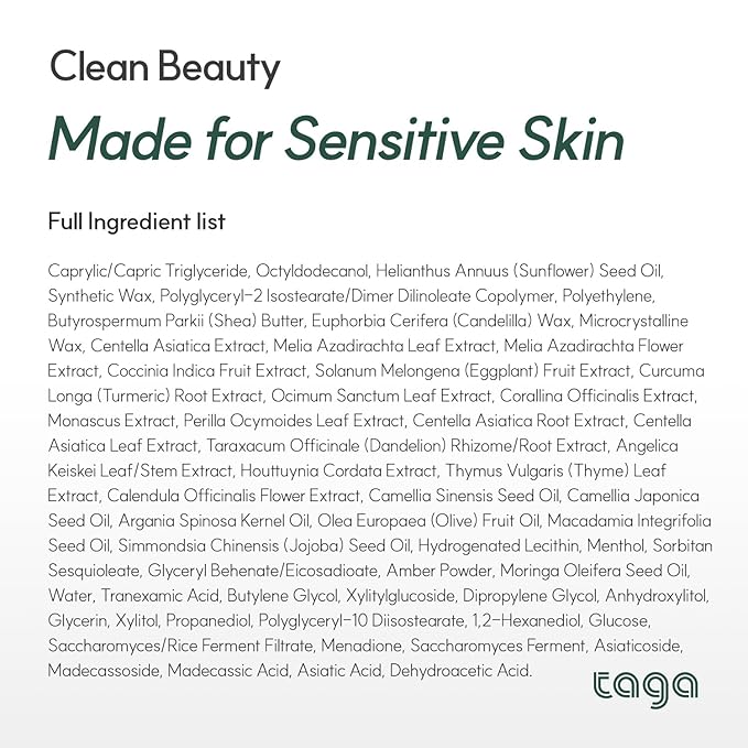 TAGA Cica Soothing Multi Stick 9g - 10% Centella Asiatica & Vitamin K Cooling Balm for Itchy, Red, or Sensitive Skin | Instant Calming & Hydrating Stick for Body | Vegan, Portable, Non-Sticky Relief