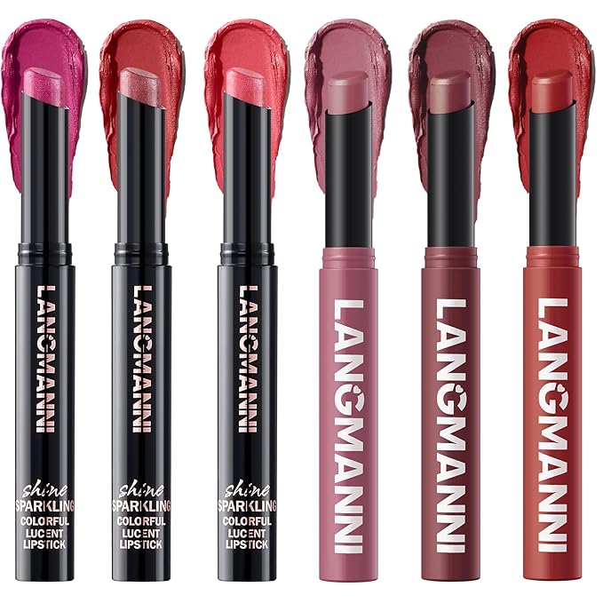 Jolilab 6Pcs Glitter Lip Kit - Velvet Matte & Nude Matte Lipstick + Glitter Lip Gloss/Glitter Lipstick High Pigmented Long-Lasting Waterproof Beauty Cosmetics Gift for Women(SET B)