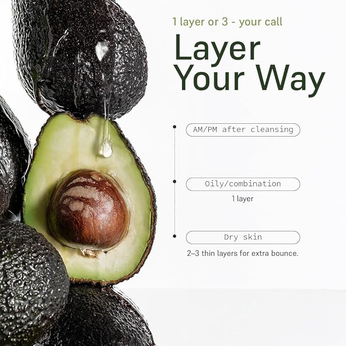 Hydrating Avocado Toner, 5.1 Fl Oz (150ml) –62% Plant-Based Avocado Extract + Hyaluronic Acid – Alcohol-Free, Fragrance-Free, Vegan, Dermatologist-Tested, Korean Skincare
