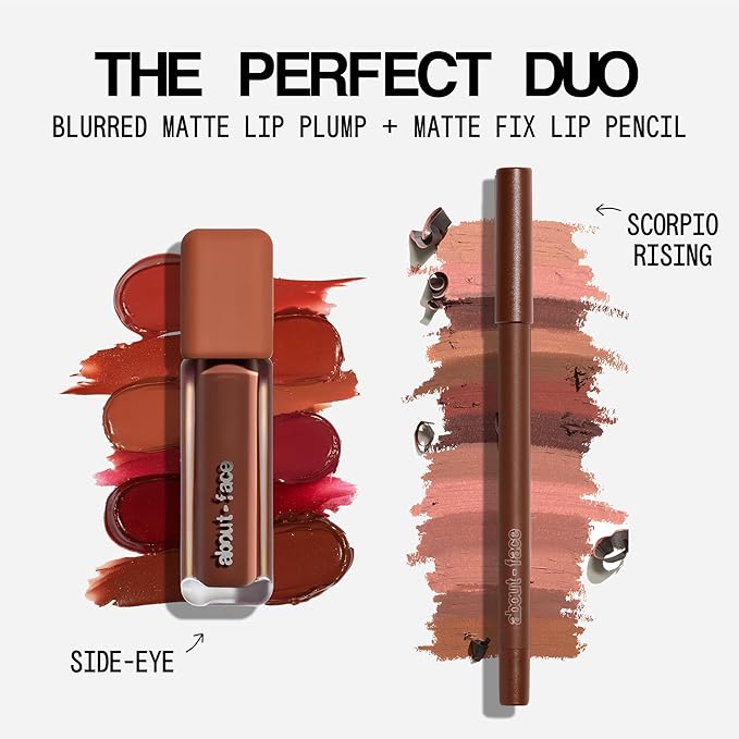 about-face Blur Matte Lip Plump – Soft-Matte Liquid Lipstick with Plumping Effect – Hydrating, Vegan, Cruelty-Free, Clean Beauty – 0.2 oz (Side-Eye - Nude Pink)