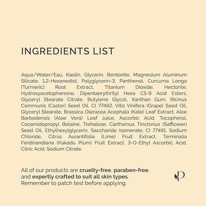 PLANTIFIQUE Korean Turmeric Clay Mask with Vitamin C for Face & Body – Targets Dark Spots, Refines Pores & Hydrates – Mascarilla de Arcilla – Includes Spatula – 110g / 3.88 oz