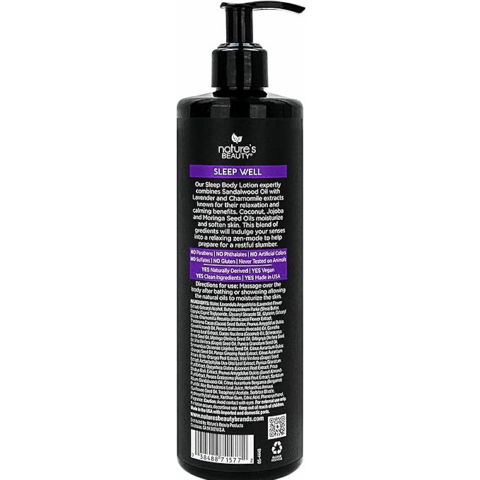 Nature's Beauty Lavender Chamomile Sleep Body Wash for Women Multi-Pack- Gentle Bath + Body Cleanser, Sooth and Calm Combination to Dry Skin Made w/Coconut, Jojoba + Moringa Seed Oils 16floz (2 Pack)