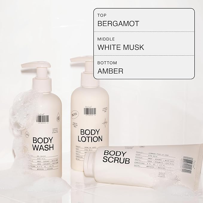 DedCool Body Wash | Xtra Milk | Shea Butter, Aloe & Snow Mushroom | Hydrating, Non-Toxic, Vegan | Bergamot, White Musk & Amber | 8.5 fl oz