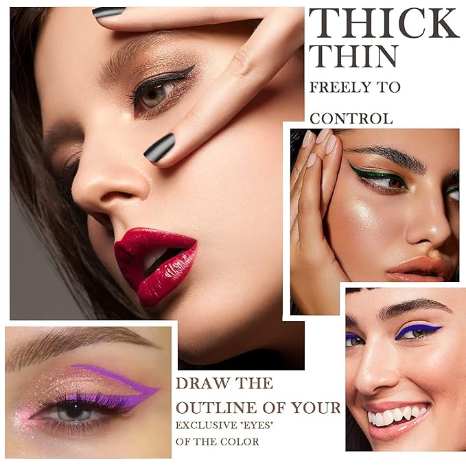 DNM Cat Eye Makeup Waterproof Neon Colorful Liquid Eyeliner Pen Make Up Comestics Long-lasting Black Eye Liner Pencil Makeup Tools (pink) 1