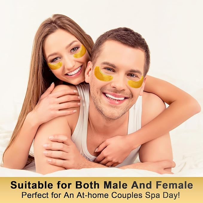 Under Eye Patches (25 Pairs) - 24K Gold Eye Masks Enriched with Abundant Collagen for Dark Circles, Puffiness, Smooth Fine Line, Nourish Skin Gifts for Women - Vegan & USA Tested