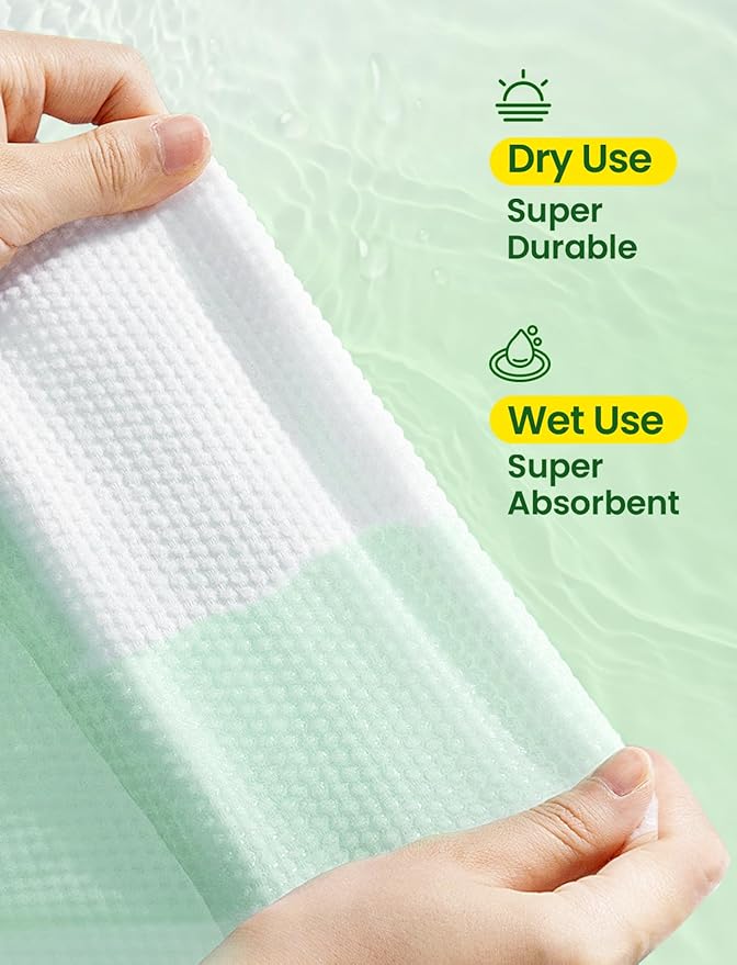 Elvira 100 Count Disposable Face Towels, Biodegradable Skincare Facial Cleansing Towels, Ultra Soft & Thick Makeup Remover Dry Wipes, Lint-Free & Vegan for Sensitive Skin, Travel Essential