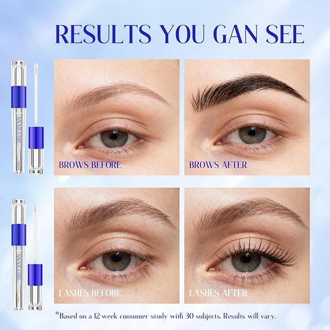 Eyelash and Eyebrow Growth Serum Set Nourishing & Enhancing for Thicker Brows and Grow Bows Faster, Longer, Fuller Looking Lash & Brow Dual System
