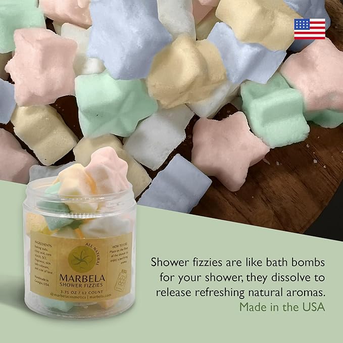 Marbela Variety Pack Shower Fizzies Aromatherapy – 12 pcs Multi-Scent Shower Steamers for Men and Women, Handmade Vegan Bath Essentials, Aromatherapy Steamers, Home Spa Experience, Long-Lasting Aroma