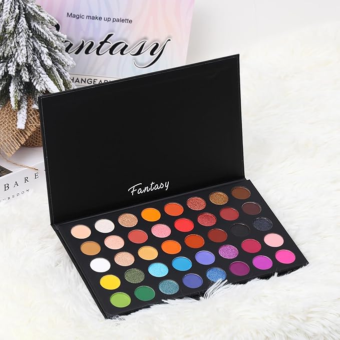 UCANBE Highly Pigmented Eye Makeup Palette, Matte Shimmer Metallic Eyeshadow Pallet Long Lasting Blendable Natural Colors Make Up Eye Shadows Cosmetics Gift Kit