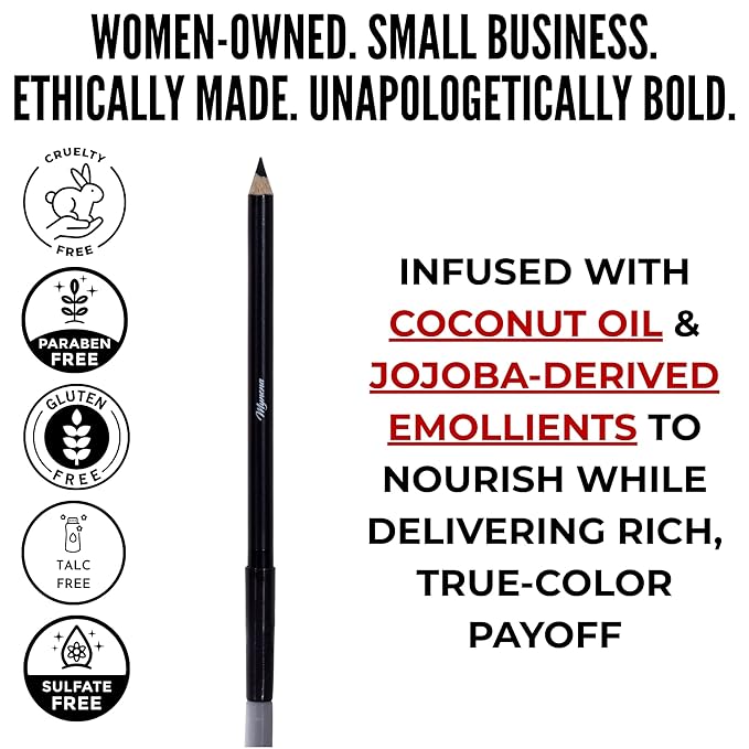 Mynena Black Creamy Matte Waterproof Lip Liner | Long Lasting Transfer-Proof | Sharpenable | Blendable Pencil for Defined Lips