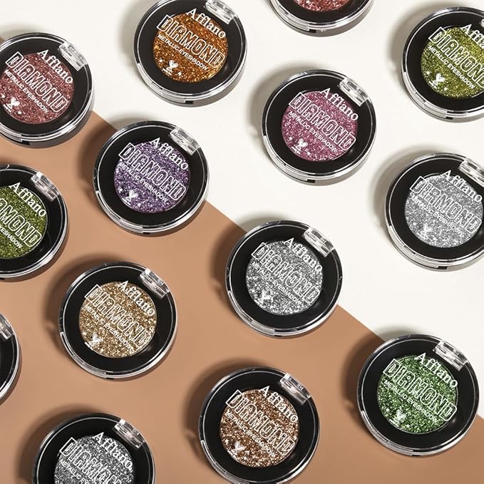 Brown Sparkle Eyeshadow, Highly Pigmented Shimmer Glitter Nude Champagne Eyeshaow with Cream Finish for Hazel Eyes,Long Lasting & Buildable Metallic Light Brown Shiny Eye Shadow for Natural Look,Vegan