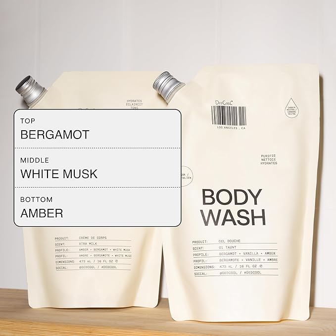 DedCool Body Wash Refill | Xtra Milk | Shea Butter, Aloe & Snow Mushroom | Hydrating, Non-Toxic, Vegan | Bergamot, White Musk & Amber | 16 fl oz