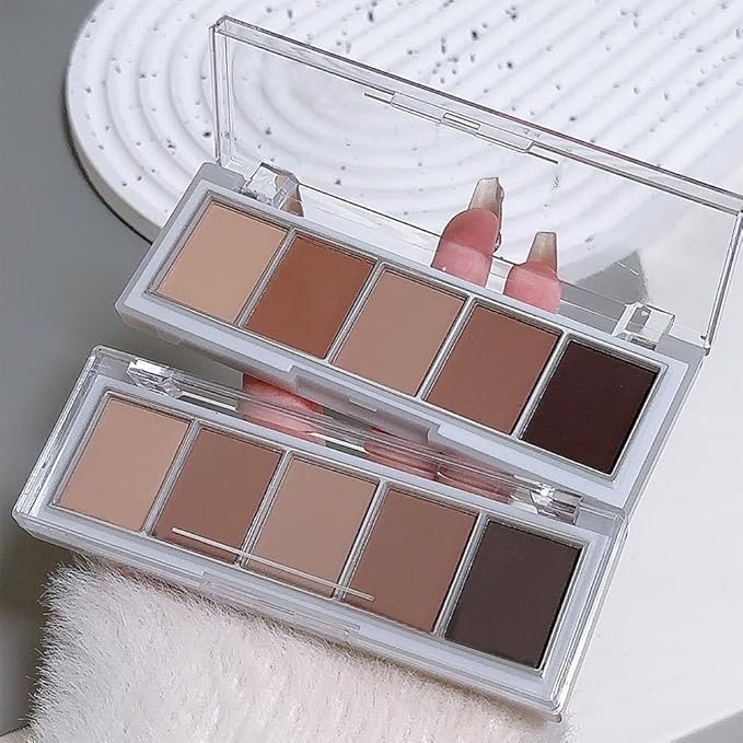 AMY'S DIARY Neutral Nude Brown Eyeshadow Palette Makeup, 5 Colors Cool-Toned Velvety Matte Finish, Nude Taupe Eye Shadows, for Brown Eyes Long Lasting Naturing-Looking (04#)