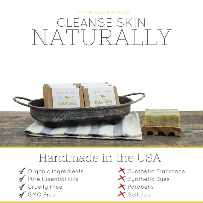 The Yellow Bird Patchouli Hemp Soap Bar - Natural and Organic Handmade Bar Soap for Face and Body - Perfect for Sensitive Skin - Vegan and Cruelty-Free