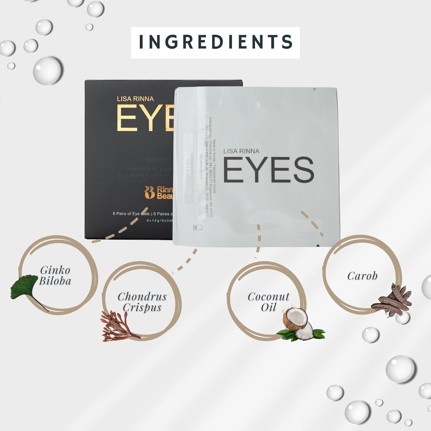 Bright Eyes Cooling under Eye Gel Patches - Reduces Puffy Eyes and Dark Circles, for Men & Women - Vegan, Cruelty-Free, Paraben-Free, Sulfate-Free & Phthalate-Free - 8 Pairs - 1 Count