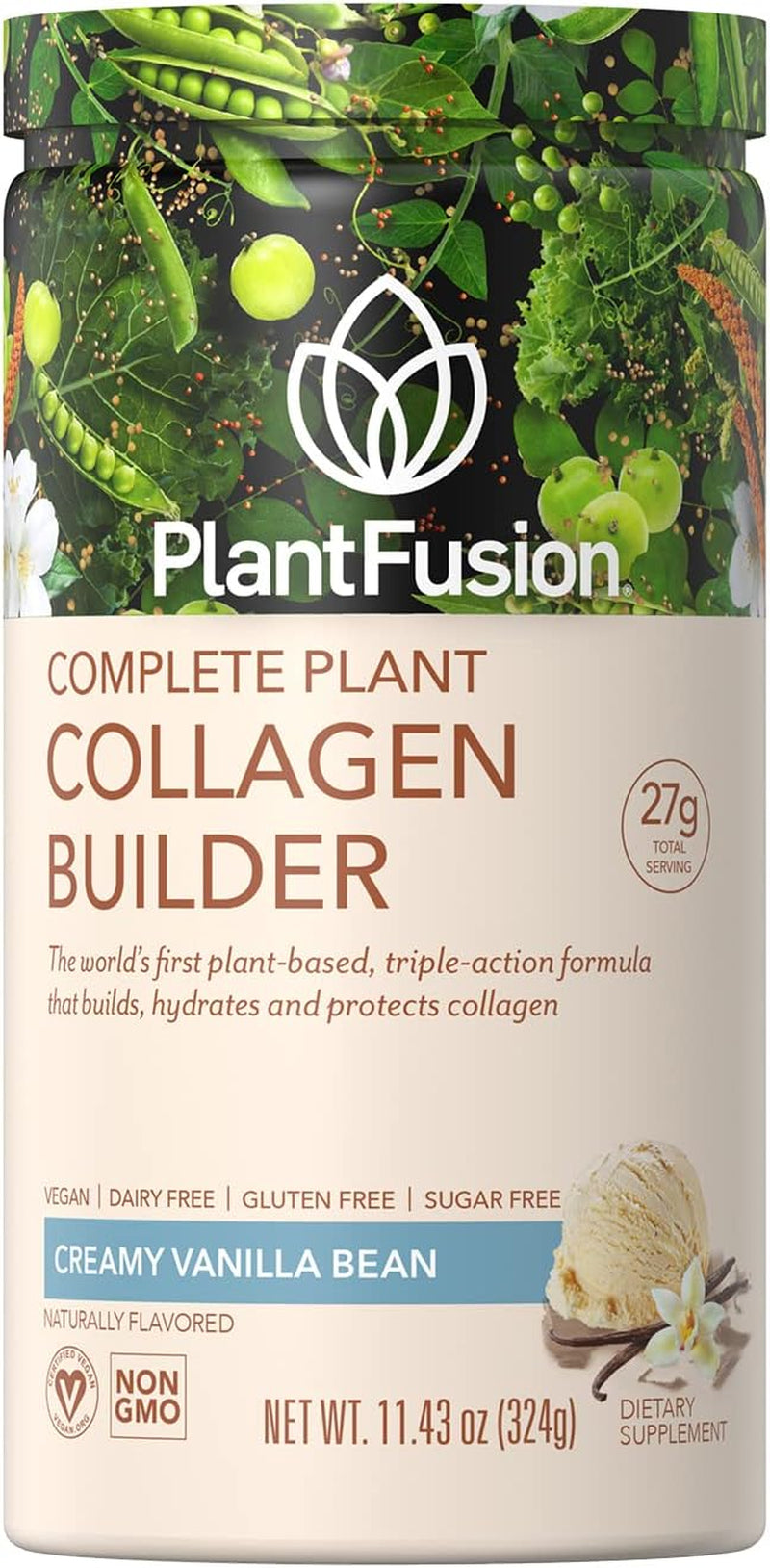 Vegan Collagen Powder - Plant Based Collagen Protein Powder for Muscle & Joints, Hair, Skin & Nails - Keto, Gluten Free, Soy Free, Non-Dairy, No Sugar, Non-Gmo - Vanilla 11.43 Oz