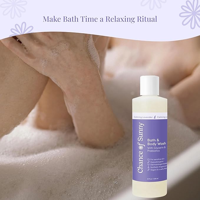 Sensitive Skin Bath & Body Wash – Sleepytime Lavender, Hypoallergenic & Dermatologist-Tested - Gentle, pH-Balanced Cleanser for Dry & Delicate Skin - Family-Friendly & Vegan (8 oz)