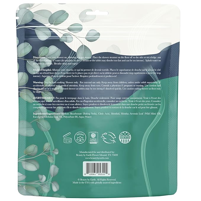 Shower Steamers Aromatherapy - USA Made with Natural Ingredients & Eucalyptus Essential Oil, Large Shower Bombs, Relaxation Spa Gifts for Women & Men, Unique Self Care Gifts