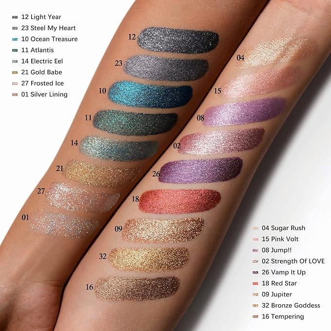 Oulac Liquid Glitter Eyeshadow Liquid Eyeshadow Metallic Shimmer Liquid Eyeliner Non-sticky One-Swipe Coverage with Quick-Drying Crease-resistant Formula.Vegan & Cruelty-Free.(09)