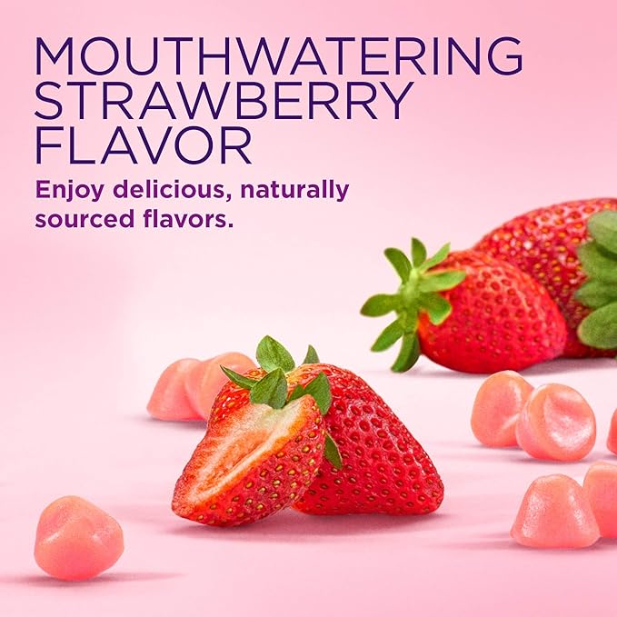 Nature's Bounty Optimal Solutions Hair, Skin and Nails Gummies with Biotin, 2500 mcg, Strawberry Flavored, 200 Count, 100 Total Servings