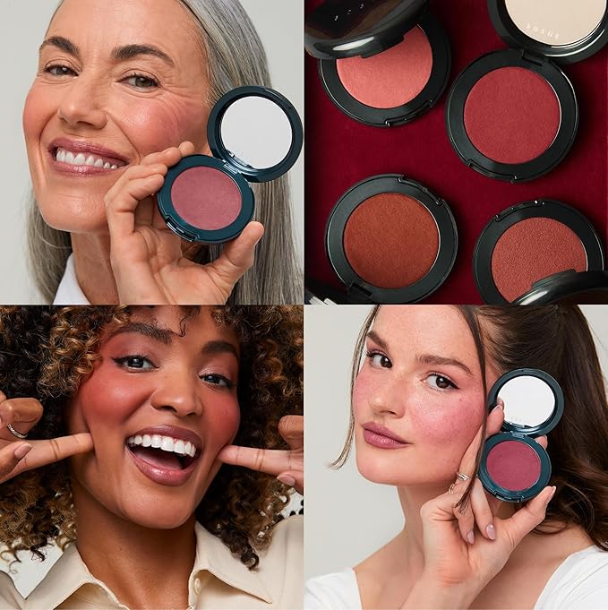 SOSHE Beauty - Blurring Pillow Blush | Featherlight, Cushiony, Cream to Powder Formula | Squalane, Cucumber Seed Extract, Ashwagandha Root | Vegan, Clean, Cruelty-Free (Copper Spice, Warm Terracotta)