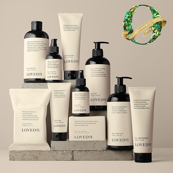 Loved01 Face & Body Cleansing Wipes, John Legend Skincare, Oil Free, No Rinse, Green Tea Extract, Blemish Prone Skin, Lavender Scent, On the Go, Vegan & Cruelty-Free, 24 Wipes
