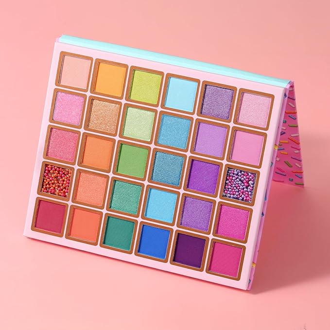 30 Colors Makeup Eyeshadow Palette for Beauty & Matte Metallic Shimmer Pearl Glitter Eye Shadow Pallet & Rainbow Colorful Eye Makeup for Girls & Highly Pigment Eyeshadow Cosmetics