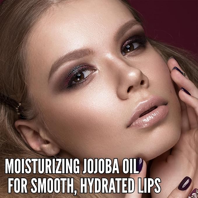 Mynena Soft Rose-Gold Nude Shimmer Lip Gloss Clear Filled with Iridescent Sparkles | Lightweight Lip Topper from Cosplay to Everyday Glam | Rosie