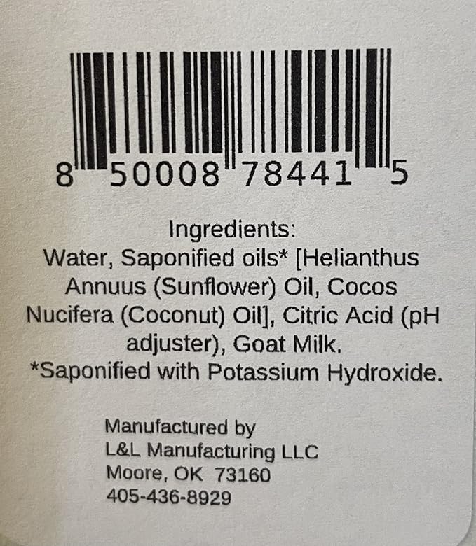 Goat Milk Unscented Pure Castile Soap Liquid for Face, Hand & Body Wash-Made in USA, All Skin Types, Dry & Sensitive Skin 16 oz