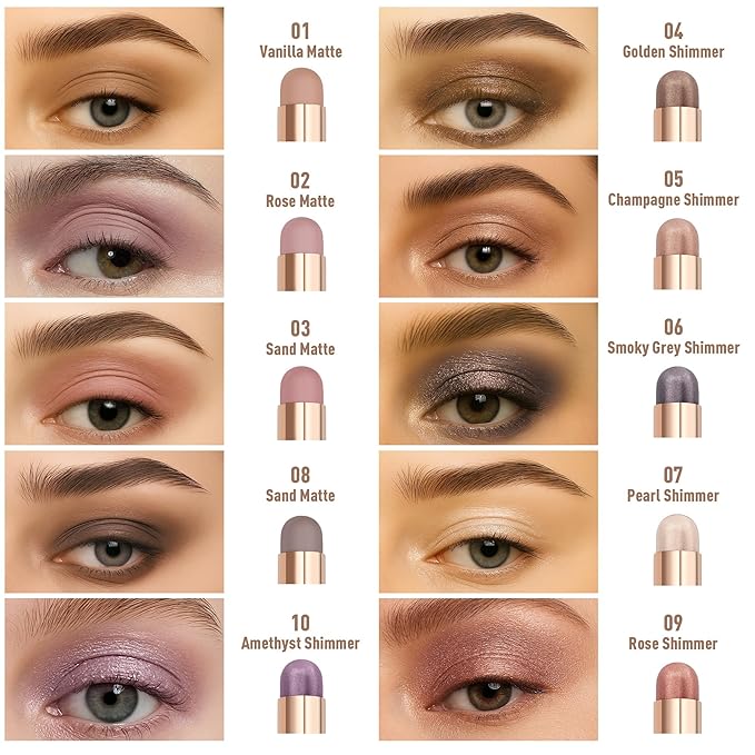 FV Matte Cream Eyeshadow Stick, Waterproof, Long-Lasting Cream Shadow, High Pigment Easy to Apply Eyeshadow Makeup, Stone Matte