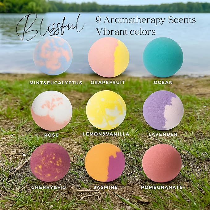 EvolutionUSA Refresh Bath Bombs for Women – 9 Lush Bath Bombs Mini Sized, Lush Womens Gift for Mother’s Day, Easter, Valentines, Birthday or Self Care, Organic Bathbombs Kids & Women, Bath Fun