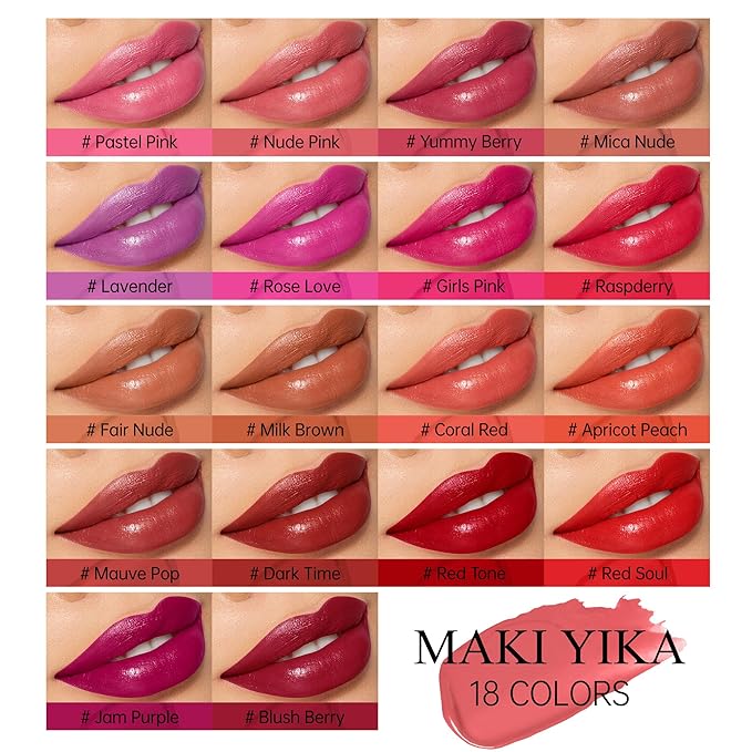 MAKI YIKA 3Pc Moisture Lipsticks for Women Pink Purple Berry Lipstick Hydrate Tinted Lip Balm for Dry Cracked Lips Glossy Lip Color, MA62/65/57