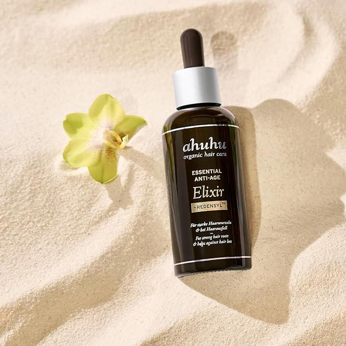 Ahuhu ESSENTIAL ANTI-AGE Elixir With Caffeine & Redensyl (100ml) - Highly Concentrated Scalp Care, Stimulates Hair Growth, Provides Thicker Hair & More Volume, Vegan