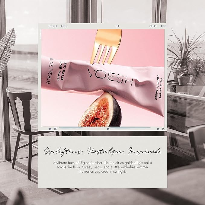 VOESH Vegan Hand Balm Fig & Amber 1 oz – K-Beauty Korean Skincare Hand Cream for Dry Hands – Non-Greasy Fast-Absorbing Moisturizer with Turmeric Mango Butter and Squalane – Travel Size