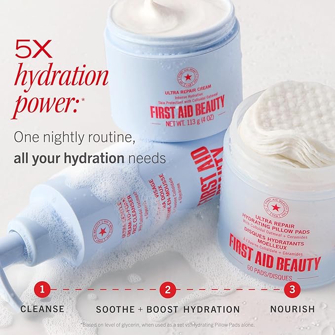First Aid Beauty Ultra Gentle Cream-to-Foam Pure Facial Cleanser – Makeup Removing Face Cleanser - Face Wash with Colloidal Oatmeal & Glycerin, for Sensitive, Acne & Blemish-Prone Skin, 2 oz