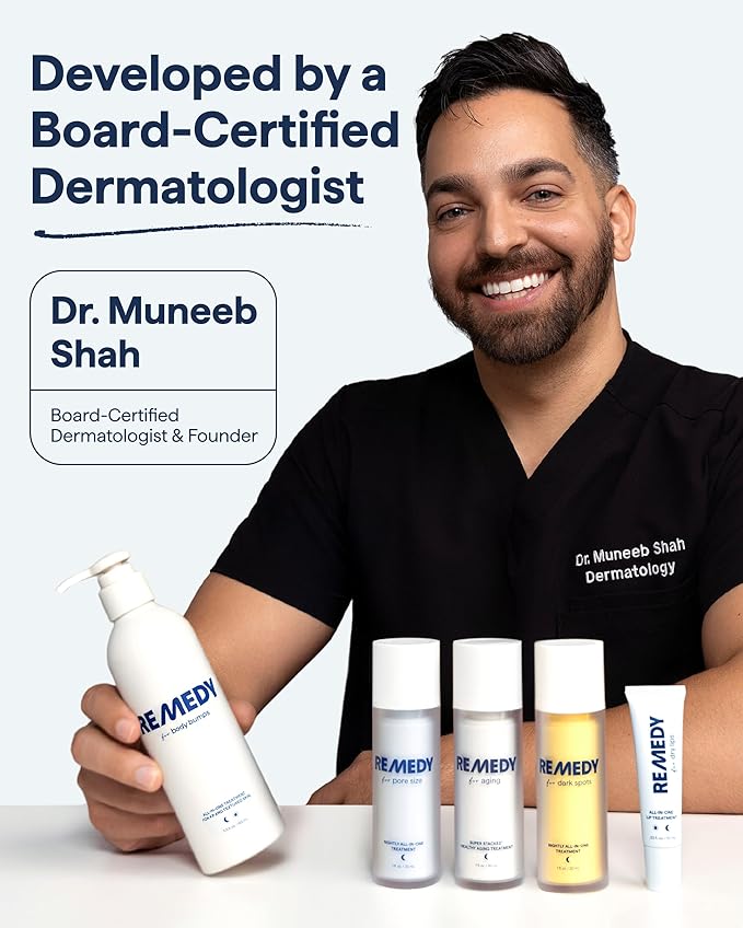 Remedy for Healthy Aging - Retinal, Resveratrol, Glycolic Acid, Argireline, Ferulic Acid, Matrixyl 3000 - Anti-Aging Treatment for Wrinkles, Uneven Texture & Tone - By Dermatologist Dr. Shah