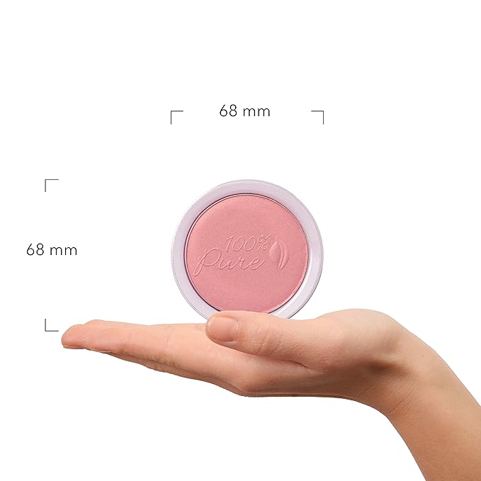 100% PURE Powder Blush (Fruit Pigmented), Chiffon, Soft Shimmery Finish, Nourishes Skin w/Rosehip Oil, Cocoa Butter, Natural Makeup (Soft Pink) - .32 oz