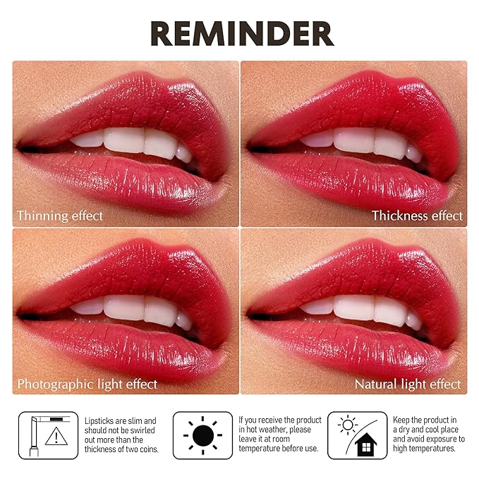 3Pc Dark Red Lipsticks Set for Women Hydrate Lipstick Glossy Moisture Lip Gloss Sheer-Medium Coverage Long Lasting Lipsticks for Dry Lips, DM68/95/98