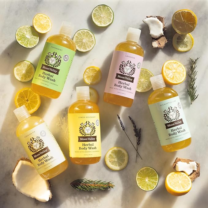 Moon Valley Organics Herbal Body Wash, Lavender, Peppermint, Siberian Fir, All Natural Ingredients, No Parabens, Vegan, Moisturizing Essential Oils, Variety 3 Pack